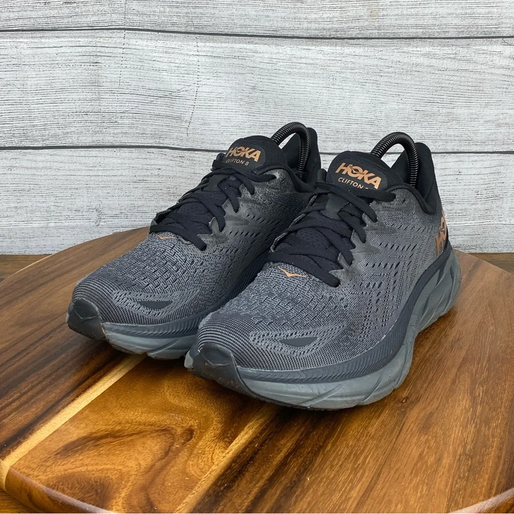 Hoka One One Clifton 8 Anthracite Copper Running Shoe Women’s Sneaker Size 8